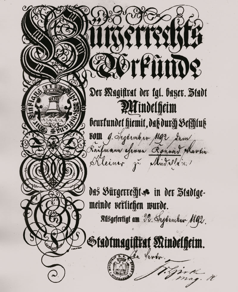 Bürgerrechtsurkunde Bürgerrechtsurkunde
